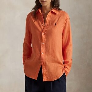 Polo Ralph Lauren Classic Fit Linen Shirt - True Orange
